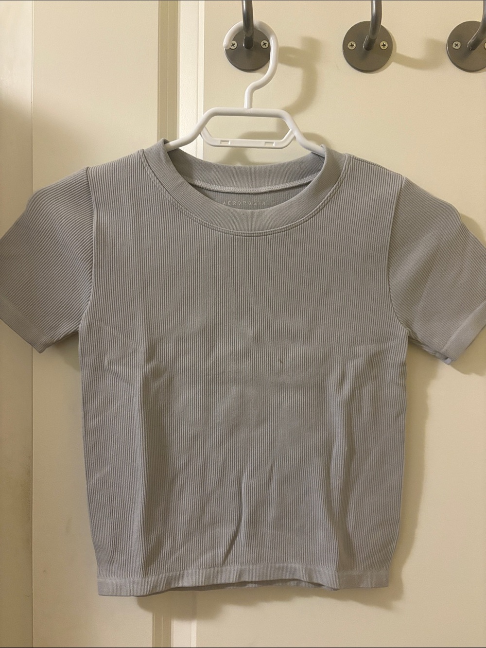 Ribbed Short Sleeve Tee - Light Gray